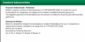 Fenbendazole Oct 2020 NOSB meeting