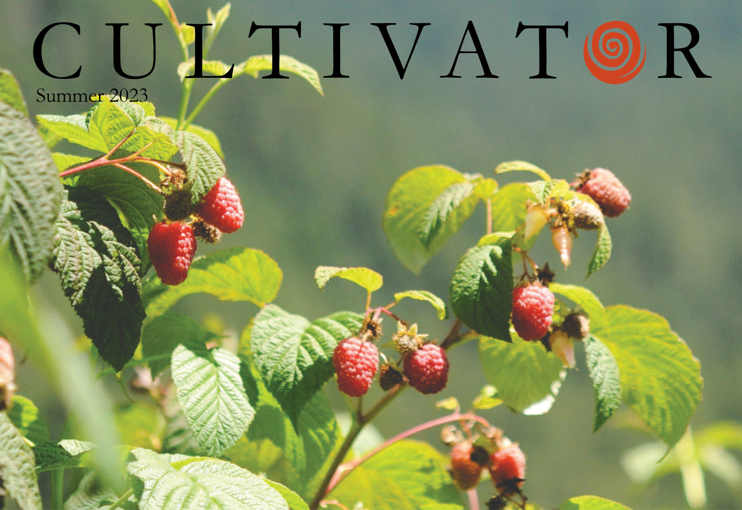 The Cultivator logo appears over an image of ripe raspberries