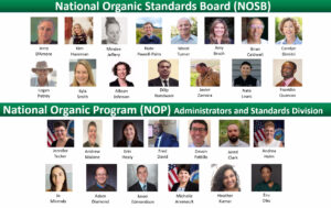 Slide with photographs of NOP staff and the current NOSB members.