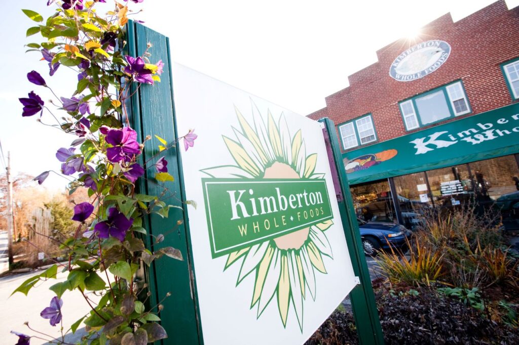 An image of the sign in front of Kimberton Whole Foods.
