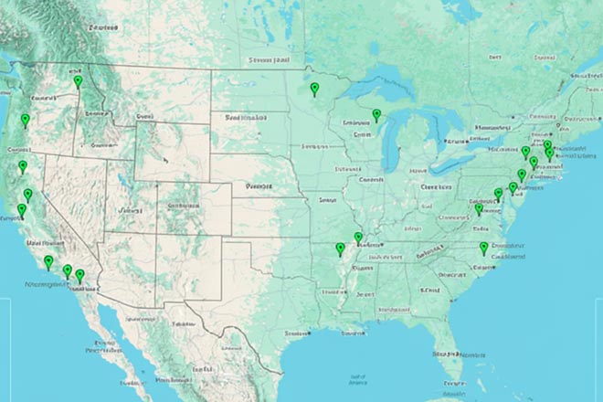 Map of grocery locations